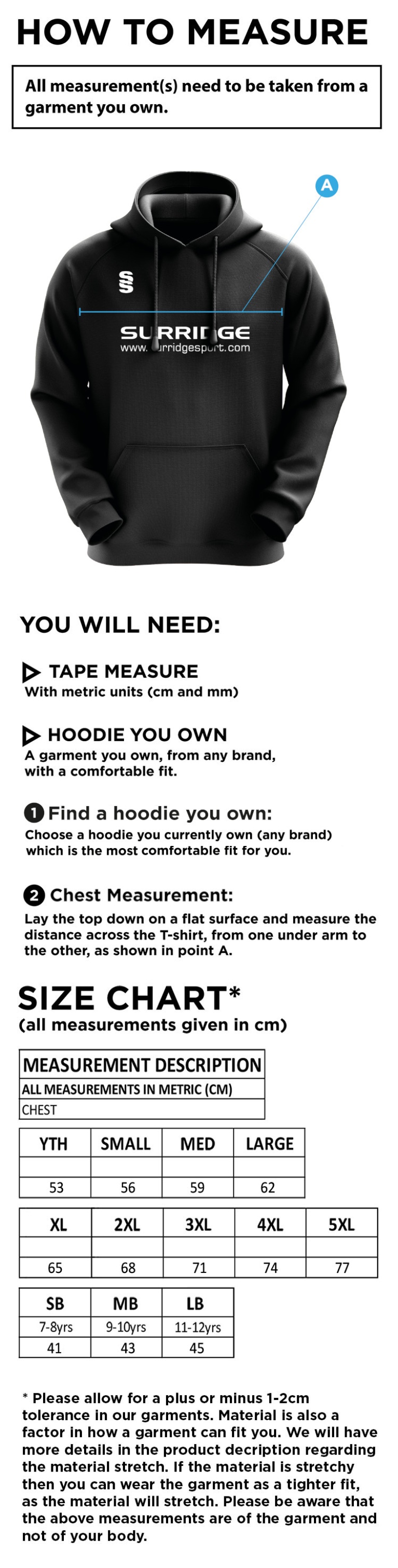 Blade Hoody : Black / Purple / White - Size Guide